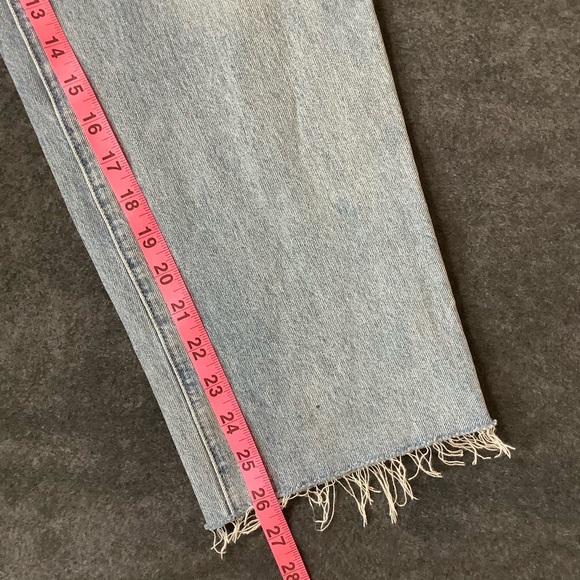 Abercrombie & Fitch Mom Jeans Ankle Blue Belted Paper Bag Waist High Rise 28/6 - Picture 10 of 12